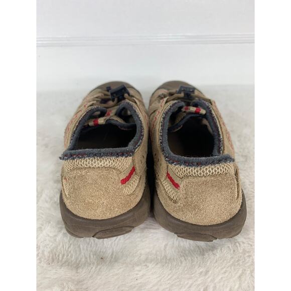 Lands End Boys Size 1 Outdoor Slip-On Shoes Beige & Red - Picture 3 of 9